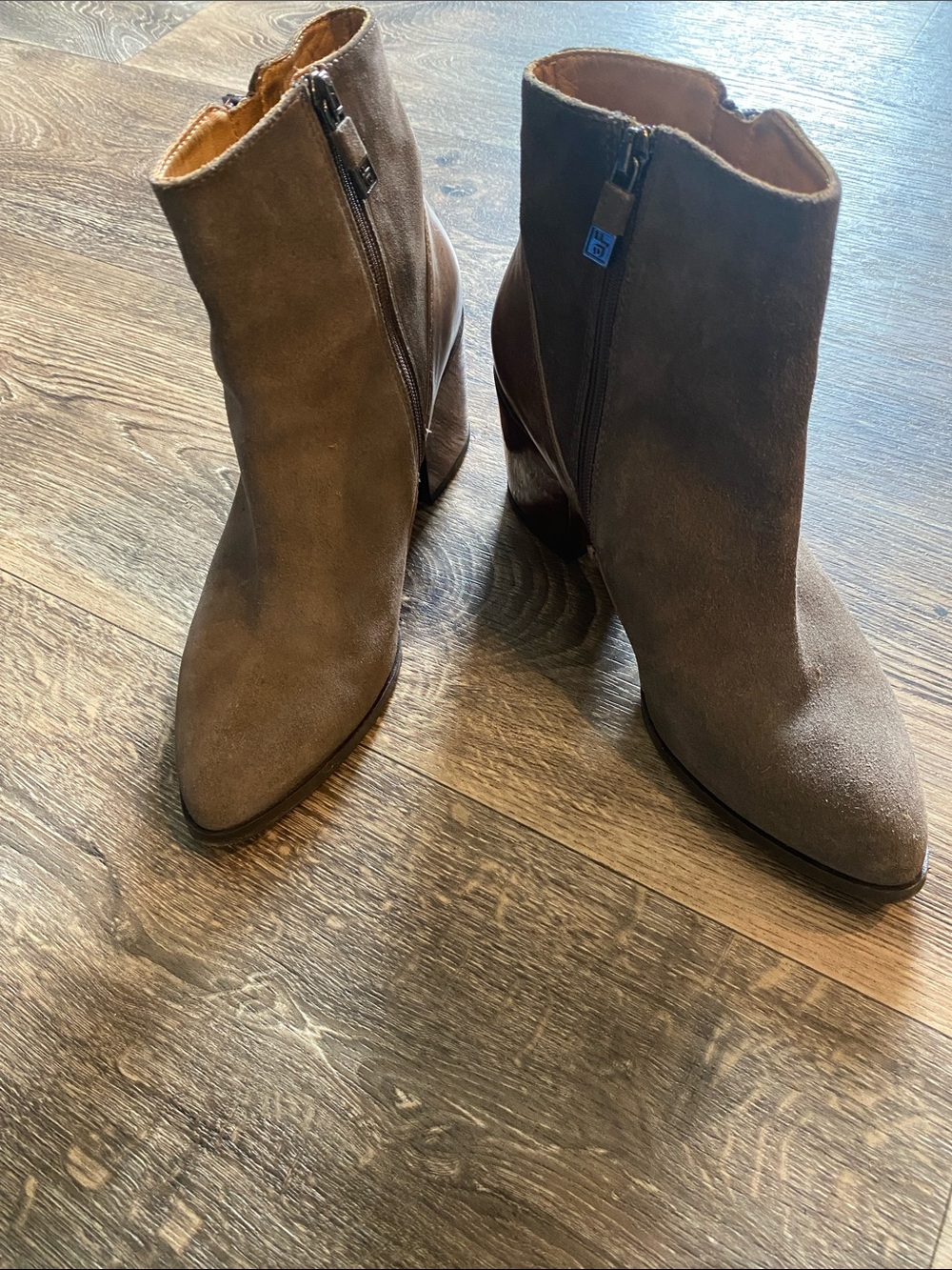 Alberto Fermani Taupe Suede Pointed Ankle Booties
